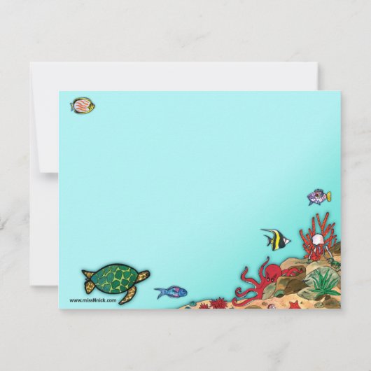 海の海の生命メッセージカードの下 ノートカード (裏面)