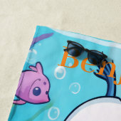 海の海の生活を持つ小さなスキューバダイバー ビーチタオル (インサイチュ)