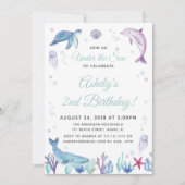 海の海の誕生日のパーティの招待状の下 招待状 (正面)