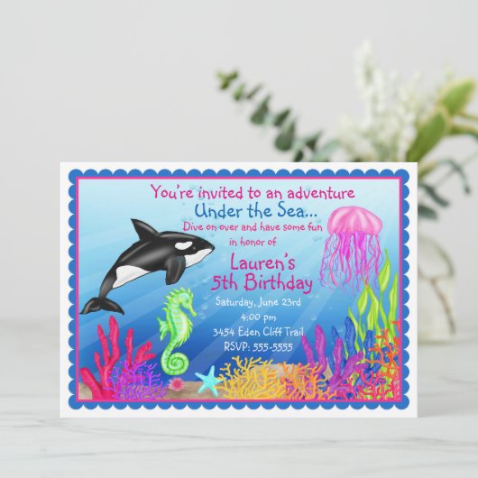海の海の誕生日の招待状の下 招待状 (スタンド正面)