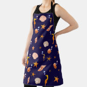 海の海の馬、海の貝殻とネイビーブルーの真珠 エプロン (インサイチュ)