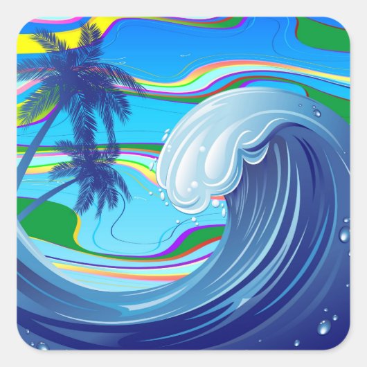 海の海ビッグウェーブ水両面キーチェーン スクエアシール (正面)