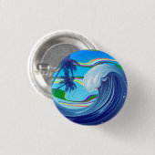 海の海ビッグウェーブ水両面キーチェーン 缶バッジ (正面&裏面)