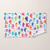 海の海兵隊員の下の虹の水彩画の魚 バスタオルセット (ハンドタオル)