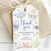 海の海動物の誕生日パーティーの下 ギフトタグ