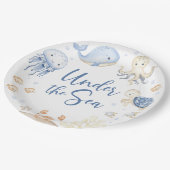 海の海動物の誕生日パーティーの下 ペーパープレート (アングル)