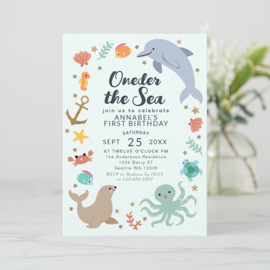 海の海動物キッズファースト誕生日 招待状 (スタンド正面)