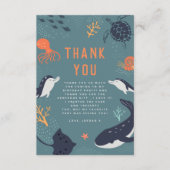 海の海動物少年の誕生日パーティーの下 サンキューカード (正面)