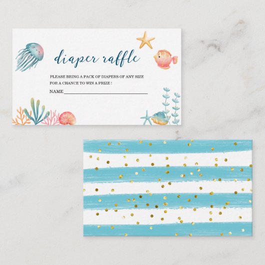 海の海水の下で赤ちゃんシャワーおむつ エンクロージャーカード (正面/裏面)