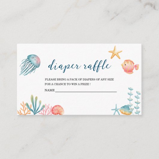 海の海水の下で赤ちゃんシャワーおむつ エンクロージャーカード (正面)