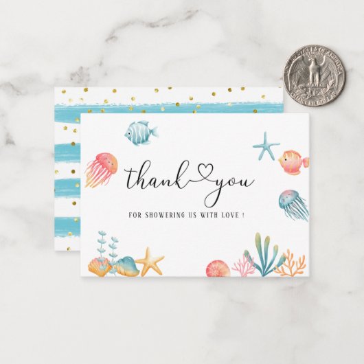 海の海水の色のベビーシャワーの下感謝していに ノートカード (正面/裏面インサイチュ)