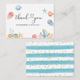 海の海水の色のベビーシャワーの下感謝していに ノートカード