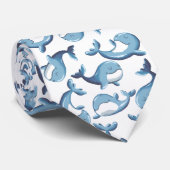 海の海生動物のかわいく愛らしいシロナガスクジラ ネクタイ (ロール)