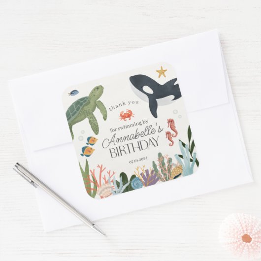 海の海誕生会の好意の下 スクエアシール (封筒)