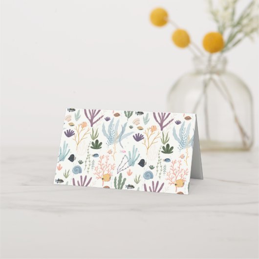 海の海誕生日またはベビーシャワーの下 プレイスカード (裏面)