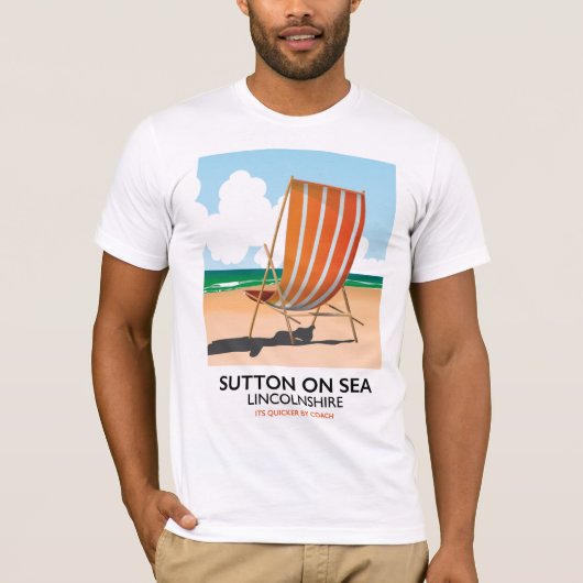 海の海辺の旅行のポスターのサットン。 Tシャツ (正面)