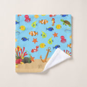 海の海魚といかりキッド名の下 バスタオルセット (ウォッシュタオル)