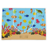 海の海魚といかりキッド名の下 ラージペーパーバッグ (正面)