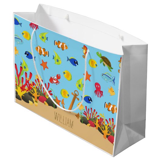 海の海魚といかりキッド名の下 ラージペーパーバッグ (裏面アングル)
