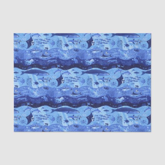 海の深さのゾーン - 海中の動物 薄葉紙 (正面)