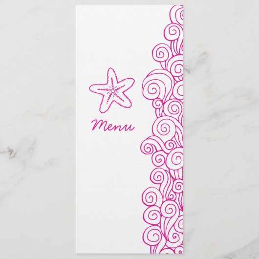 海の渦巻きヒトピンクホワイトの結婚ディナーメニュー メニュー (正面)