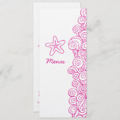 海の渦巻きヒトピンクホワイトの結婚ディナーメニュー メニュー (正面/裏面)