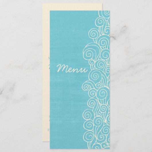 海の渦巻きブルー&クリー結婚ムのディナーメニュー メニュー (正面/裏面)
