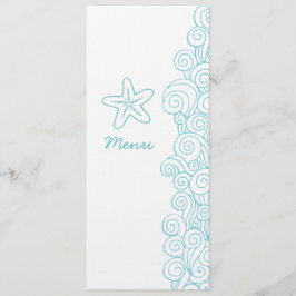 海の渦巻き星魚の青い白結婚の夕食のメニュー メニュー