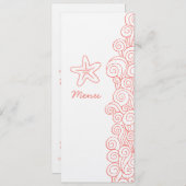 海の渦巻のヒトデの珊瑚の白い結婚式夕食メニュー メニュー (正面/裏面)