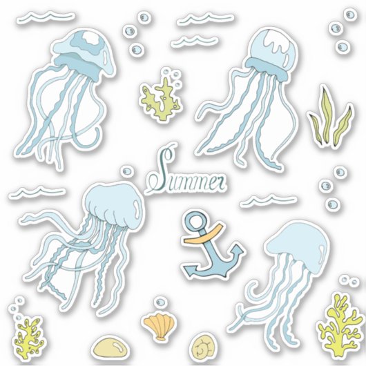 海の漫画のシールでミニマリストかわいい休日 シール (正面)