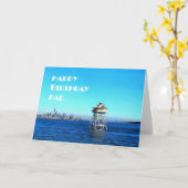 海の灯台カード上のハッピーバースデーのパパ カード (黄色い花)