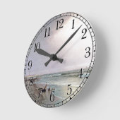 海の灯台波のビーチの海岸の柱時計 ラウンド壁時計 (傾斜)