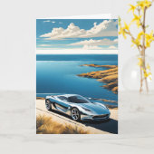 海の父の日のスポーツカー カード (黄色い花)