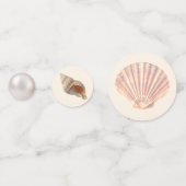 海の牡蠣の貝殻、星と真珠のアイボリーテーブル コンフェッティ (正面)