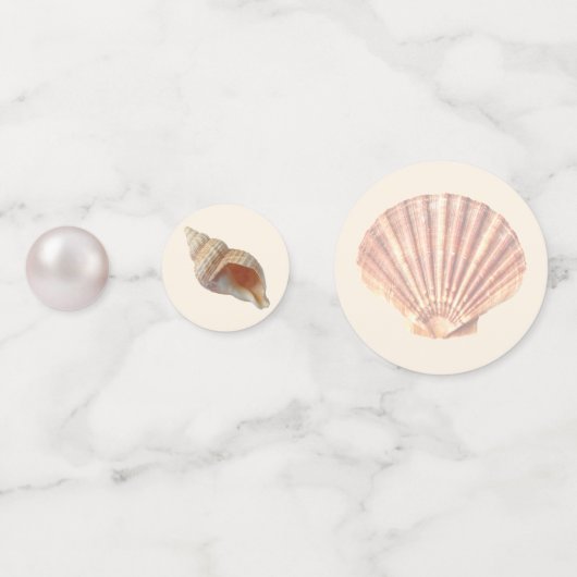 海の牡蠣の貝殻、星と真珠のアイボリーテーブル コンフェッティ (正面)
