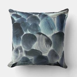 海の牡蠣の貝殻、色を灰色と青に変更 クッション