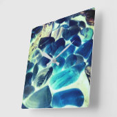 海の牡蠣殻、色を青から灰色に変更 スクエア壁時計 (傾斜)