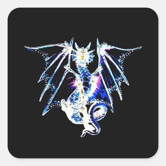 海の獣ドラゴン海洋ファンタジー神話の生き物 スクエアシール (正面)