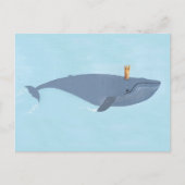 海の王 - 青いクジラの王冠イラスト ポストカード (正面)