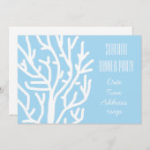 海の珊瑚をテーマにした seafood dinner party 招待状 (正面/裏面)