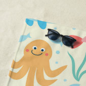 海の生き物おもしろいカラフルのカスタム下 ビーチタオル (インサイチュ)