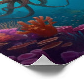 海の生き物がダイバーを発見 ポスター (角)