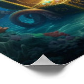 海の生き物が宝物を守る ポスター (角)