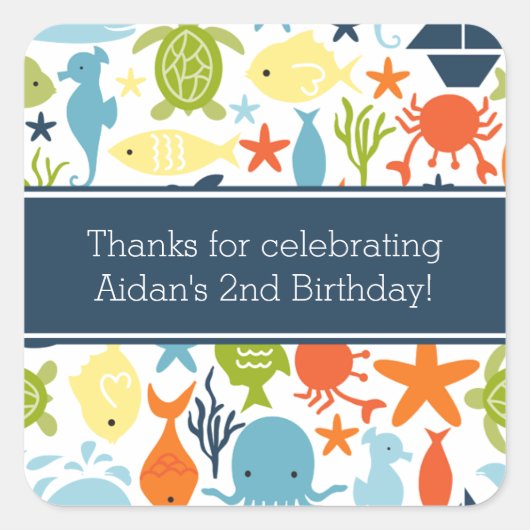 海の生き物たち スクエアシール (正面)