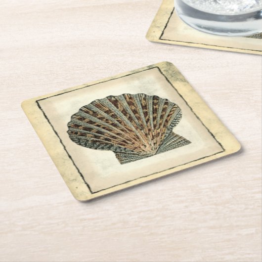 海の生き物たち スクエアペーパーコースター (アングル)