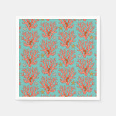 海の生き物とサンゴ スタンダードカクテルナプキン (正面)