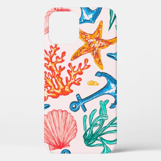 海の生き物とシームレスな模様 Case-Mate iPhoneケース (裏面)