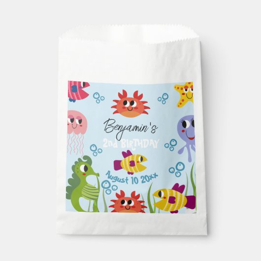 海の生き物のお洒落誕生会の下で フェイバーバッグ (正面)
