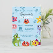 海の生き物のお洒落誕生会の下で 招待状 (スタンド正面)