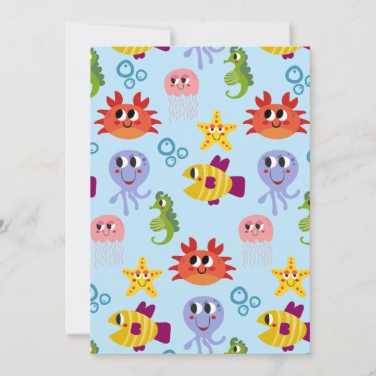 海の生き物のお洒落誕生会の下で 招待状 (裏面)